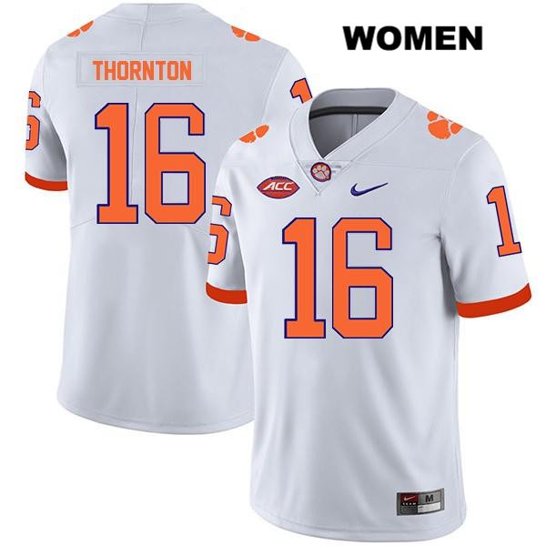 Women's Clemson Tigers #16 Ray Thornton III Stitched White Legend Authentic Nike NCAA College Football Jersey MFR1246ZU